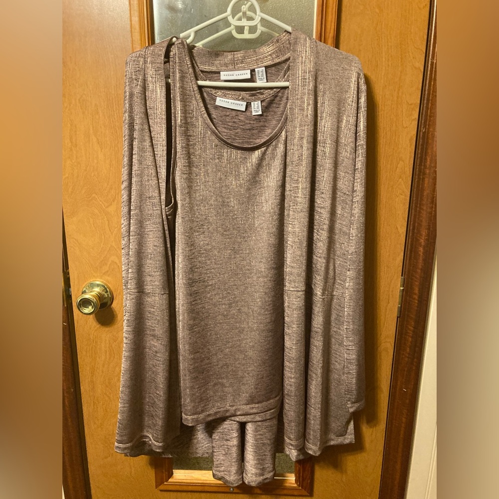 Susan Graver tank and tunic shimmer set